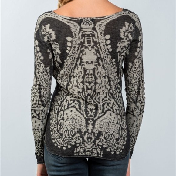 Beulah Ladies Dark & Light Gray Textured Long Sleeve Blouse - Small & Medium - Picture 2 of 10